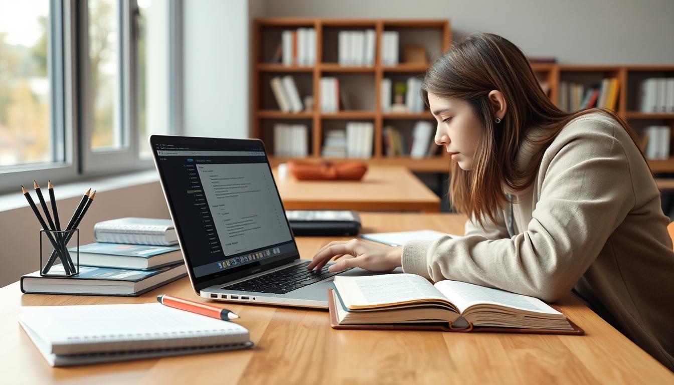 Students studying together in modern classroom